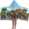 Jay Franco Minecraft Overworld Adventure Hooded Bath/Pool/Beach Towel,Cotton, Blue Small 50 91fl7fnO IL