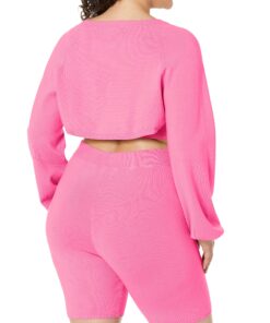 The Drop Women's Miya Bell Sleeve Sweater Shrug With Chain Medium Rose Pink 10 91fmBJzGMJL