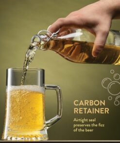 Bormioli Rocco Giara Swing Top Bottles 33 ¾ Ounce-4 Pack Round Clear Glass Grolsch Flip Top Bottle With Stopper, for Beverages, Smoothies, Kefir, Beer, Soda, Juicing, Kombucha, Water, Milk and Vinegar 4 Pack 23 91fufCx8pyL