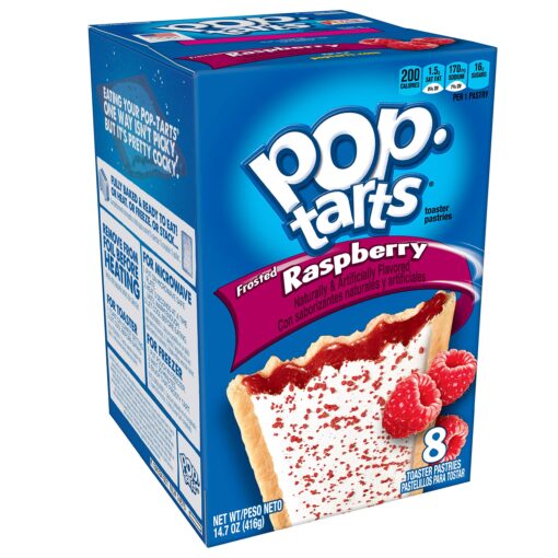 Pop-Tarts Breakfast Toaster Pastries, Frosted Raspberry Flavored, Bulk Size, 96 Count (Pack of 12, 14.7 oz Boxes)