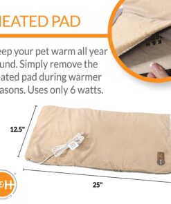 K&H Pet Products Heated Thermo-Kitty Mat, Indoor Heated Cat Bed, Pet Heat Pad for Indoor Cats and Small Dogs, Cat Heating Pad, Electric Thermal Warming Cat Bed Mat, Sage/Tan 12.5 X 25 Inches Pet Bed 26 91gEccGwBL