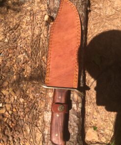 SZCO Supplies 15” Classic Wood Handle Carbon Steel Bowie Blade Outdoor Survival Knife,Brown/Brass 78 91gK95gz8L