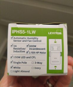 Leviton IPHS5-1LW Decora In-Wall Humidity Sensor & Fan Control , 3A, Single Pole, White 1 Pack 37 91gOeM6aY L