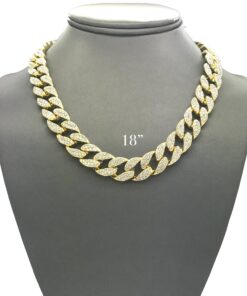 Shiny Jewelers USA Mens Iced Out Hip Hop Gold tone CZ Miami Cuban Link Chain Choker Necklace 18" 11 91gPKlNjmL