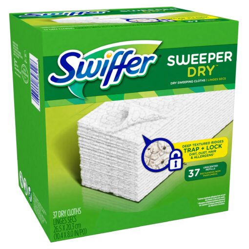 Swiffer Sweeper Dry Sweeping Cloths Mop and Broom Floor Cleaner Refills Unscented 37 Count Unscented  37 Count (Pack of 1)