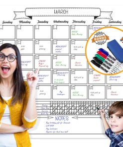 Jumbo Dry Erase Laminated Wall Calendar, Huge 36 Inch by 36 Inch Size, Monthly Planner for Home Office Classroom, Goal Tracker, Reusable PET Film, Never Folded, Includes 5 Markers, 8 Tacks, 1 Eraser white 36 x 36 - 1 month Artsy 15 91gXIPGCzdL