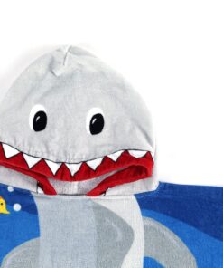 PERYOUN Child 100% Cotton Hooded Towel 24 x 48 inches (BlueShark) Blue 19 91gXdZkSTmS