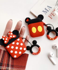 iFiLOVE Compatible with Airpods Case, Cute Cartoon Airpods Cover, Minnie Mouse Soft Silicone Shockproof Protective Case Cover Skin with Ring Buckle Holder for Apple Airpods 1 & 2 Charging Case(#2) #2 28 91gd0DAybfL