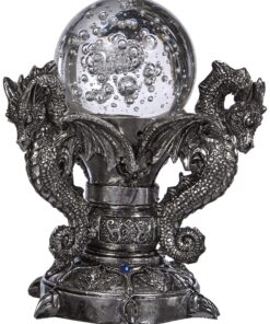 Design Toscano Dragons of Corfu Castle Gothic Decor Statue Globe Figurine, 5 Inch, Silver Chrome Old World 8 91gdl tvuvL