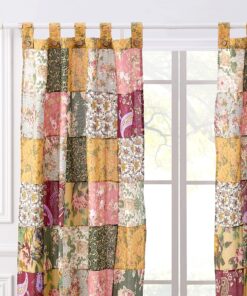 Greenland Home Antique Chic Authentic Patchwork Curtain Panel Set, 84 x 84 inches, Includes Two (2) 42 W x 84 L Panels Multi Color Panel Pair 10 91ggARllswL