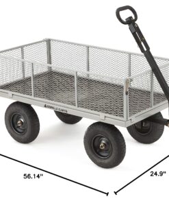 Gorilla Carts GOR1001-COM Steel Utility Cart, Heavy-Duty Convertible 2-in-1 Handle and Removable Sides, 7 cu ft, 1000 lb, Capacity, Gray, 1 pack 56 91gzi8irQDL