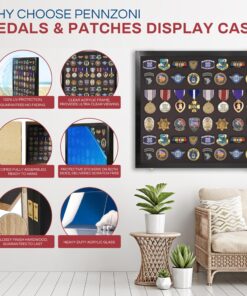 Alternative view of PENNZONI Large Medal Display Case - Award Display Case, Patches Display Cabinet Case, Acrylic Wall Display Case, Black w/ Black Felt