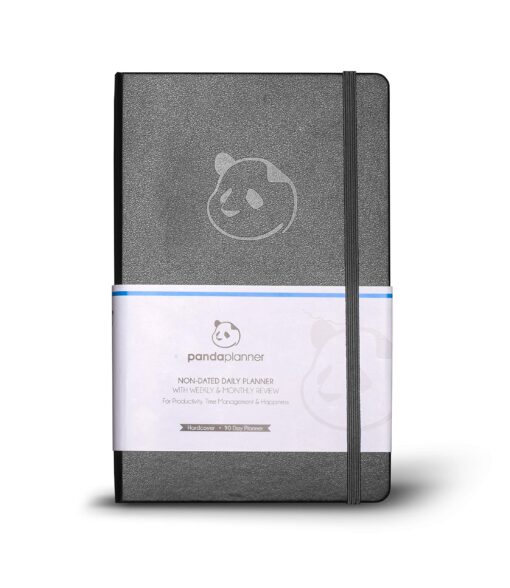 Panda Planner Undated Daily Planner - 90 Day Organization - Goals, Gratitude & Focus - Bonus Weekly & Monthly Agenda - Black - Hardcover Classic