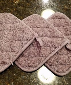 DII Basic Terry Collection Quilted 100% Cotton, Potholder, Gray, 3 Piece 37 91hBWicBmL