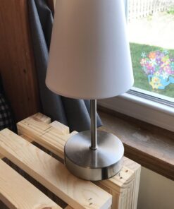 Simple Designs LT2013-WHT Mini Basic Sand Nickel Table Lamp with Fabric Shade, White 27 91hLlVH8NpL
