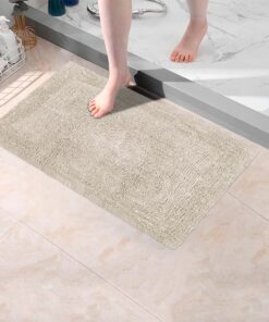 COTTON CRAFT Smith Set of 2 Cotton Handmade Heavyweight Reversible Racetrack Bath Rugs, 17 inch x 24 inch, Linen 16 91hNmzY5SwL