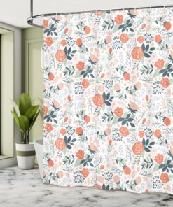 Ambesonne Floral Shower Curtain, Shabby Blooms Nature Inspired Botanical Beauty Illustration, Cloth Fabric Bathroom Decor Set with Hooks, 69" W x 70" L, Almond Green 7 91hOJH0xmWL