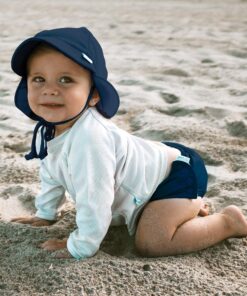 Alternative view of i play. Baby Flap Sun Protection Swim Hat 0-6 Months Navy