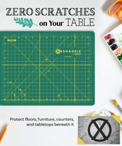 Crafty World 9 x 12 Cutting Mat for Sewing, Self Healing Double Sided Quilting Crafts Mat - Fabric Cutting Mat - Non Slip surface - Rotary Cutting Board A4-9x12 Green 9 91hVFjBD9gL