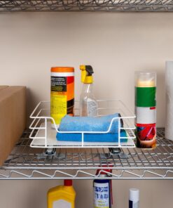 Alternative view of Household Essentials Glidez Powder-Coated Steel Pull-Out/Slide-Out Storage Organizer with Plastic Liner for Under Cabinet or Wire Shelf Use - 1-Tier Design - Fits Standard Size Cabinet or Shelf, White 15"