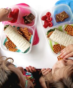 EasyLunchboxes® - Bento Lunch Boxes - Reusable 3-Compartment Food Containers for School, Work, and Travel, Set of 4 (Brights) Brights 25 91hcDAJam0L