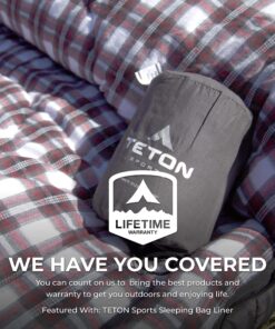 TETON Sports Mammoth Queen Size Sleeping Bag- Double Sleeping Bag – A Warm Bag The Whole Family can Enjoy – Great Sleeping Bag for Camping, Hunting and Base Camp. Compression Sack Included Grey (Cotton Flannel Liner) Mammoth 0F 37 91hcwU0n1BL