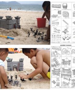 DIY Castle Building The Medieval Times Middle Ages Military Plastic Fort Model Kit Set with Figures Soldier Knight Simulated Siege War of Attack 26 91hd318by L