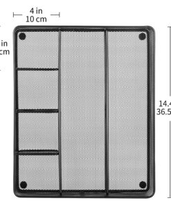 Amazon Basics Desk Drawer Organizer for Office and Home, Metal Mesh, 6 Compartments, Black 1 13 91hgHv1eC8L