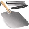 OUII Pizza Peel Aluminum Metal Pizza Paddle - 12 x 14 inch. Pizza Cutter Rocker 14'' Blade Pizza Spatula for Pizza Stone, Pizza Oven Accessories. Pastry, Dough, Bread Peel and Rocker Knife Pizza Tools 12" X 14" NON-PERFORATED