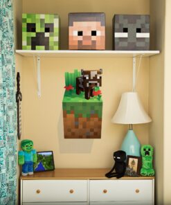 (Set of 4) LucyM Wall Decal Digging Steve; Creeper Inside Wall; Baby Pig; Baby Cow 25 91hywldR1 L