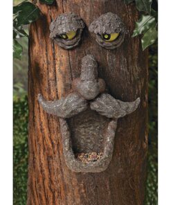 Tree Face Bird Feeder (Hand Painted) Fun Outdoor Decor Includes Glow in The Dark Eyes 18 91i cDlWO2S