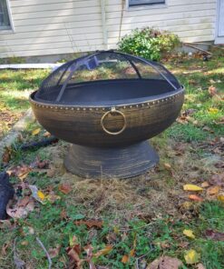 Sunnydaze 30-Inch Fire Pit Bowl with Spark Screen, Fireplace Poker, and Metal Grate - Black High-Temperature Paint Finish 35 91i1yS6e4CL