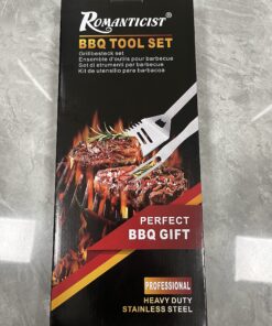 ROMANTICIST 28pc BBQ Accessories Set with Thermometer - The Very Best Grill Gift on Birthday Wedding - Heavy Duty Stainless Steel Grill Set in Case for Outdoor Cooking Camping Grilling Smoking 28PCS SILVER 30 91i96Np6rYL