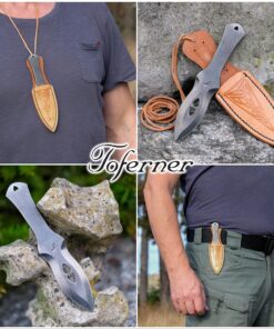 Toferner Hand Forged Knife- Brown - Marksmanship- Sports- Hand Made Genuine Leather Case- Hardened Blade - Vintage-Great Gift Idea You can wear this knife on yo 12 91i97ILtU9L