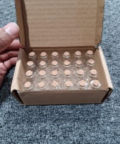 Yesker IPV023 Package of 24 Small Mini Glass Jars with Cork Stoppers-Size: 1-1/2" Tall X 3/4 Inches Diameter, Count 30 91iCEyKddXL