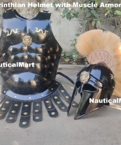 NauticalMart Greek Corinthian Helmet with Muscle Armor in Black Antique (Big Size) 7 91iHj8q2fRL