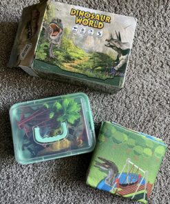 TEMI Dinosaur Toys for Kids 3-5, Realistic Jurassic Dinosaurs Figures with Play Mat & Trees to Create a Dino World Includes T-rex, Triceratops, Velociraptor, Gift for Toddler Boys & Girls 2 3 4 5 6 7 dinosaurs&mat 50 91iIk4YTnnL