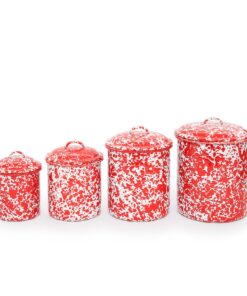 Enamelware 4 Piece Canister Set - Red Marble 3 91iKuSwLWL