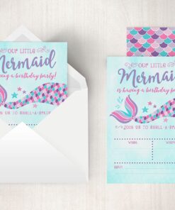 Your Main Event Prints Mermaid Birthday Invitations, Pink and Purple, 20 Fill In Mermaid Party Invitations 12 91iVumQhOL