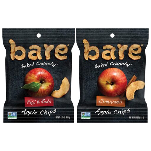 Bare Baked Crunchy Apple Chips, Variety Pack, Gluten Free, 0.53 Ounce Bag, 24 Count 0.53 Ounce (Pack of 24)