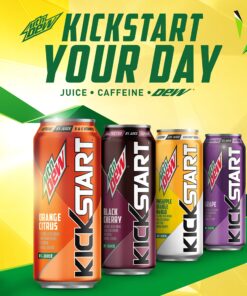 Mountain Dew Kickstart, Pineapple Orange Mango, 90mg Caffeine, Vitamins B & C, 80 Calories, 10% Juice, 16 fl oz (12 Count) 16 Fl Oz (Pack of 12) 16 91ifBmmwjSL