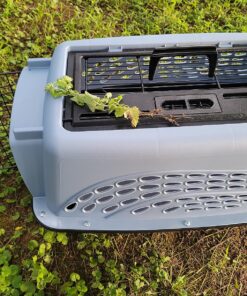 Petmate Two-Door Small Dog Kennel & Cat Kennel, Top Loading or Front Loading Pet Carrier, Made with Recycled Materials, 24 inches in Length For Pets up to 15 Pounds, Made in USA 24.1"L x 16.8"W x 14.5"H BLUE 34 91ilTnq 3L 2