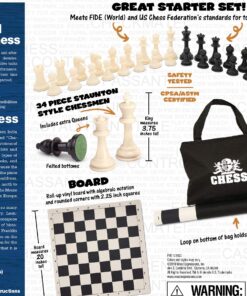WE Games Best Value Tournament Chess Set - Staunton Chess Pieces and Green Roll-Up Vinyl Chess Board 1 33 91ix8VBaLAL