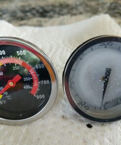 DOZYANT BBQ Charcoal Grill Smoker Temperature Gauge Pit Barbecue Thermometer Fahrenheit and Heat Indicator for Meat Cooking Port Lamb Beef, Stainless Steel Temp Gauge 2.38" 40 91iyvZzjc9L