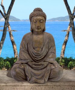 Design Toscano AL1614 Meditative, The Grand TempleIndoor StatueCabinet on Wheels Indoor/Outdoor Garden Statue, 20 Inches Wide, 15 Inches Deep, 26 Inches High, Handcast Polyresin, Dark Stone Finish Meditating Buddha 34 91izW1hMhmL