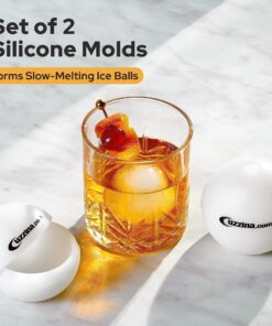 Alternative view of Silicone Ice Molds Set of 2 - Circle Ice Cube Molds for Large Round Ice Balls - Ideal Sphere Shaped Big Ice Balls for Whiskey, Bourbon, Scotch, and Other Drinks - Includes Extra Cocktail Recipes