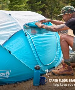 Coleman Pop-Up Camping Tent with Instant Setup, 2/4 Person Tent Sets Up in 10 Seconds, Includes Pre-Assembled Poles, Adjustable Rainfly, and Taped Floor Seams 4 Person Blue 14 91j5PnCxhFL