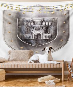 Ambesonne Medieval Tapestry, Old Medieval Iron Shield Middle Age Heraldic Elements Vintage Illustration, Wall Hanging for Bedroom Living Room Dorm Decor, 40" X 60", Grey White 40" X 60" - Image 8