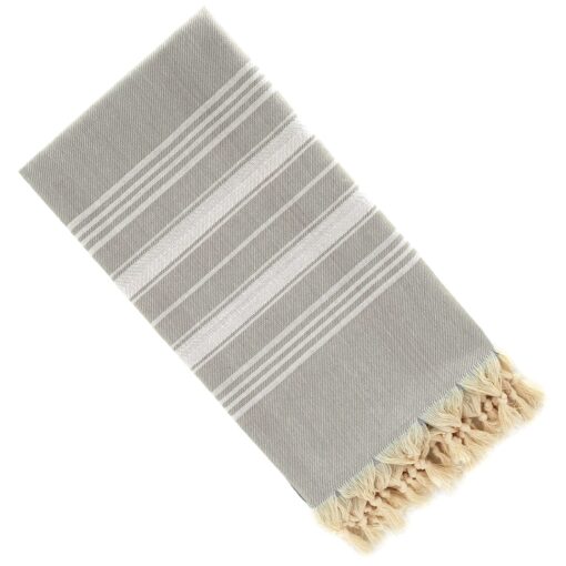 Dandelion - Basic Pattern - 100% Naturally-Dyed Cotton Turkish Towel Peshtemal - 71x39 Inches - Silver Gray