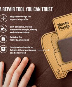 MastaPlasta Premium Leather Repair Patch - Red 4" x 2.4" (10 x 6 cm). Instant Upholstery-Quality Scratch and Tear Repair for Sofas, Car Interiors, Bags, Vinyl & More 4in x 2.4in L Red Leather 12 91jEQK9c02L